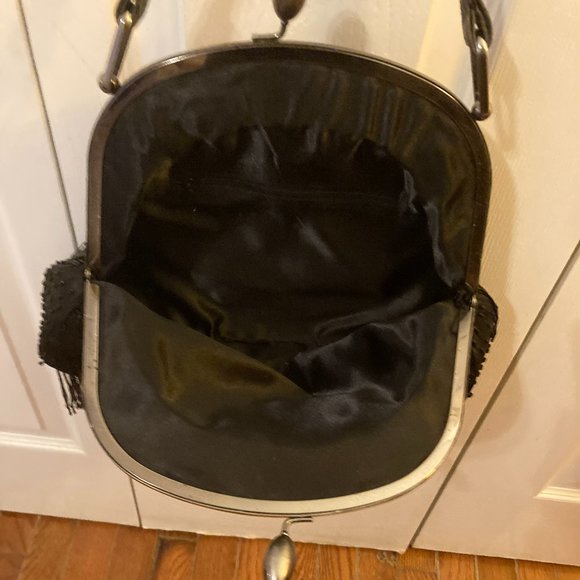 Vintage Beaded Pocketbook - Black 13.5" wide x 10" long and 3" depth at bottom. - Picture 7 of 7